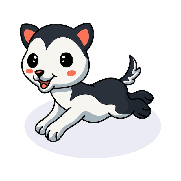 Cute little husky dog cartoon running