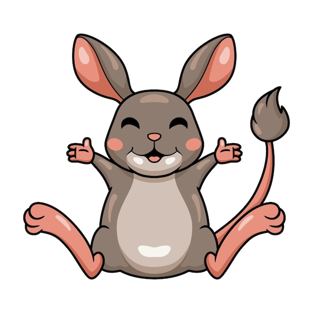 Cute little jerboa cartoon raising hands