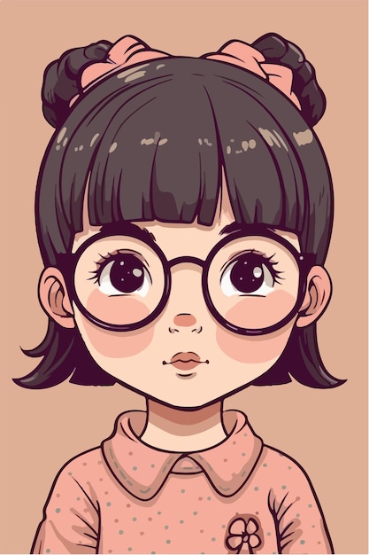 cute little kawaii girl illustration flat colors vector illustration digital art Anime isolated