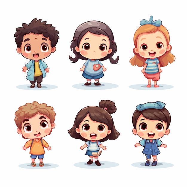 cute_little_kids_Vector_Illustration