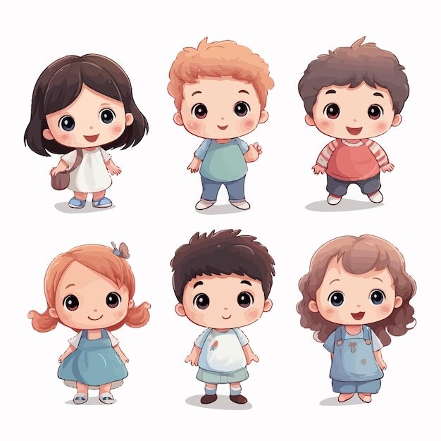 cute_little_kids_Vector_Illustration