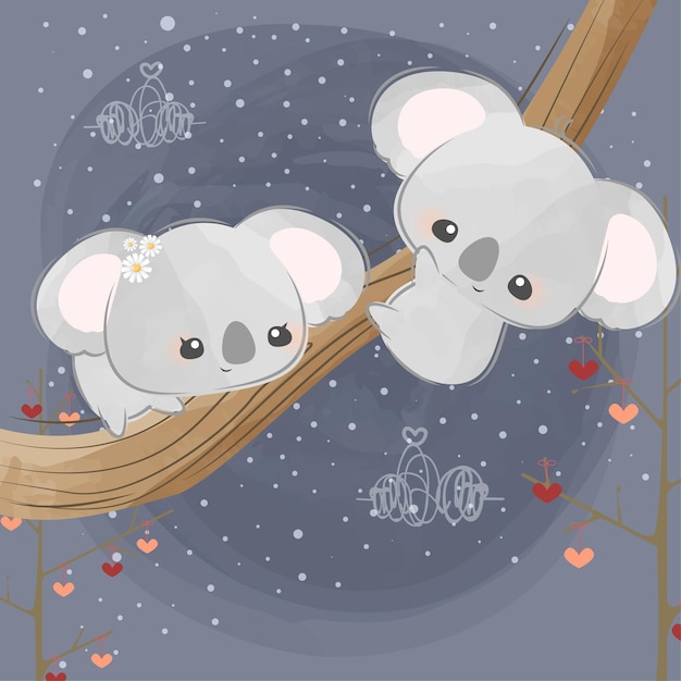 Cute little koalas in love