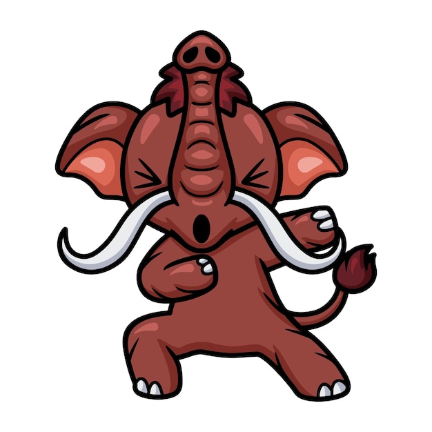 Cute little mammoth cartoon dancing