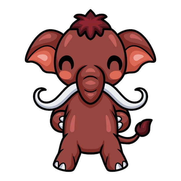 Cute little mammoth cartoon standing