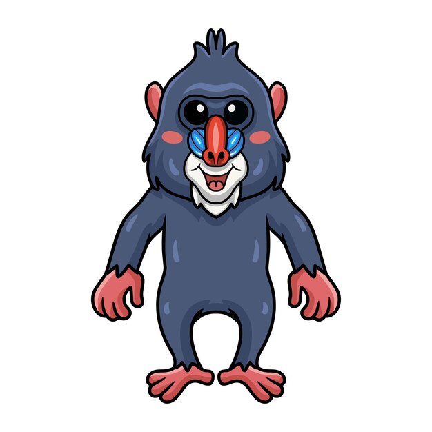 Cute little mandrill cartoon standing