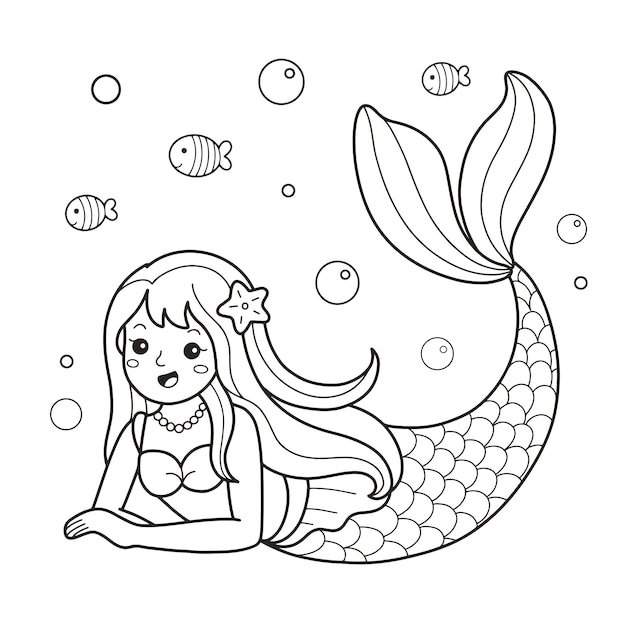 Cute Little Mermaid coloring page