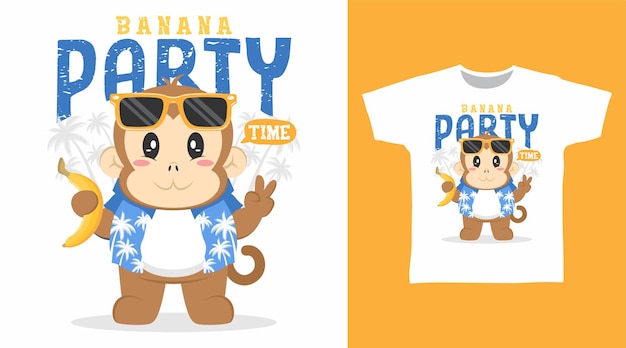 Cute little monkey cartoon tshirt art designs