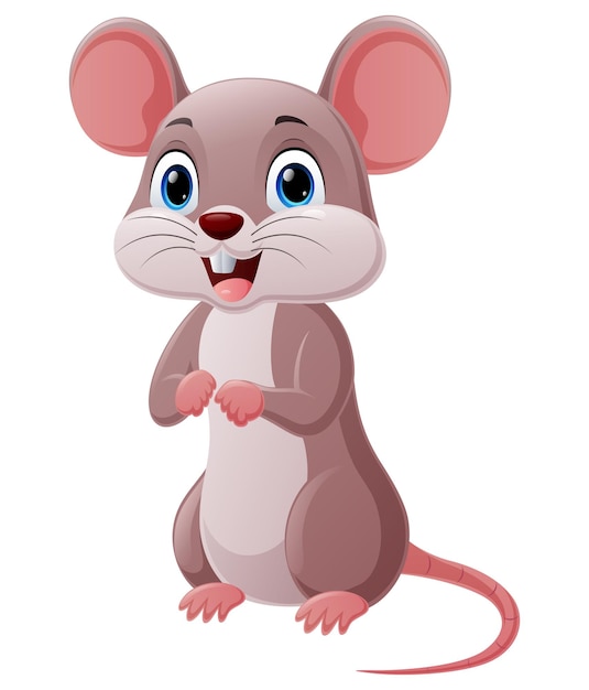 Cute little mouse cartoon on white background