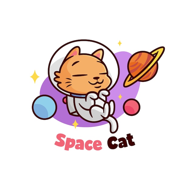 CUTE LITTLE ORANGE CAT WEARING ASTRONAUT COSTUME