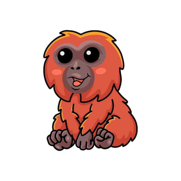 Cute little orangutan cartoon sitting