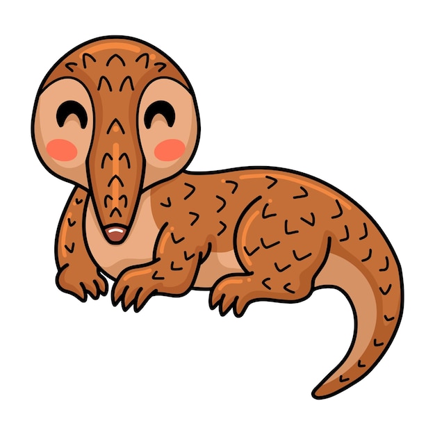 Cute little pangolin cartoon lying down