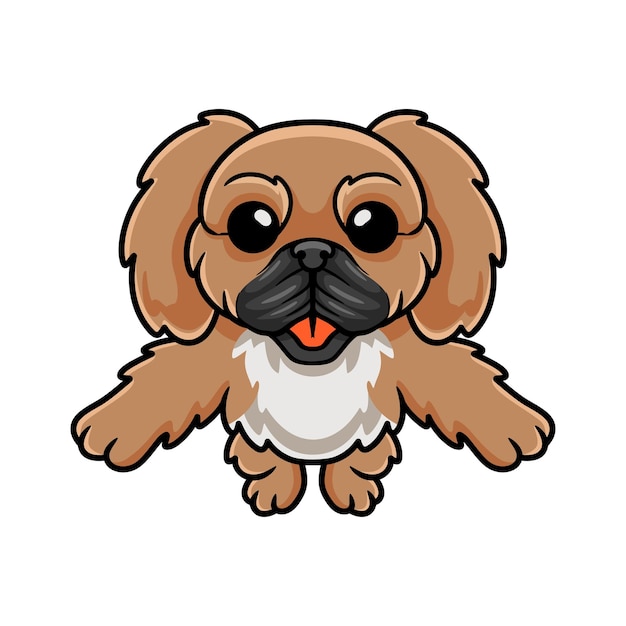 Cute little pekingese dog cartoon