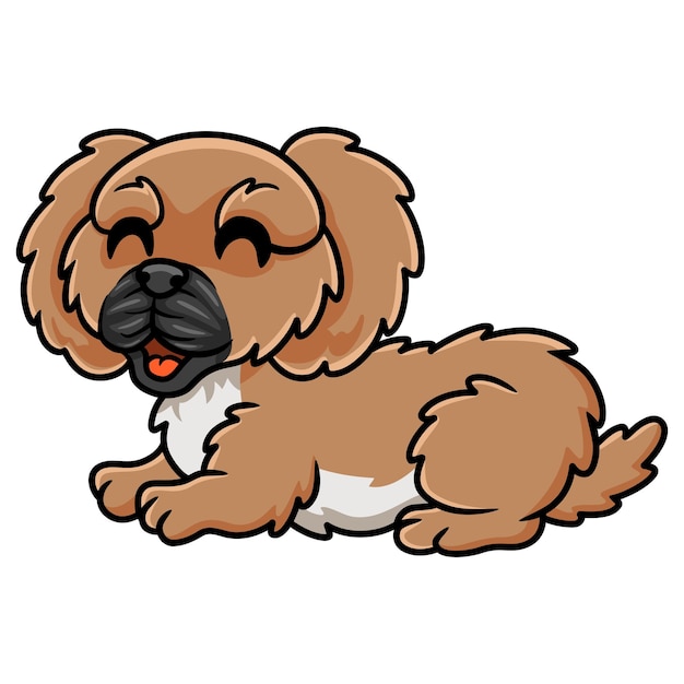 Cute little pekingese dog cartoon