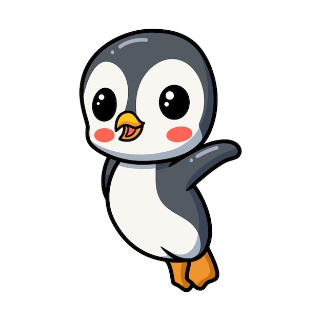 Cute little penguin cartoon jumping