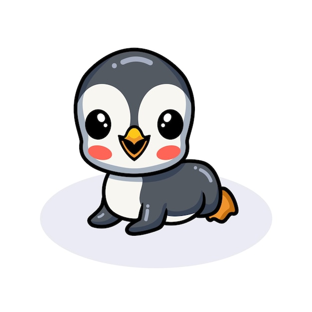 Vector cute little penguin cartoon lying down