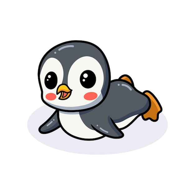 Cute little penguin cartoon lying down