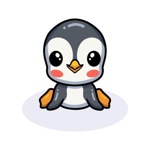 Cute little penguin cartoon sitting