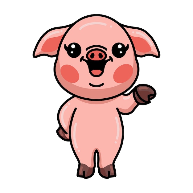 Cute little pig cartoon presenting