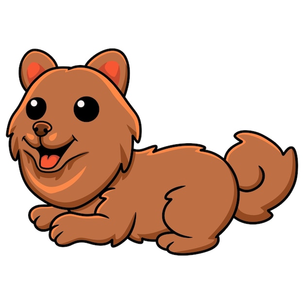 Cute little pomeranian dog cartoon sitting