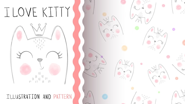 Vector cute little princess seamless pattern