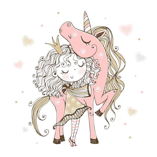 Cute little Princess with a pink unicorn.