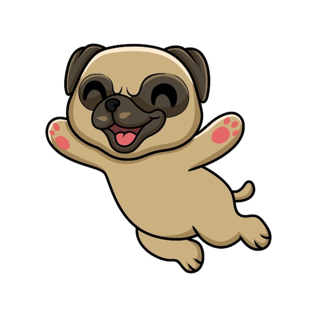 Cute little pug dog cartoon