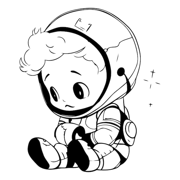 Cute little redhaired boy in spacesuit