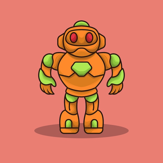 cute little robot mascot logo icon