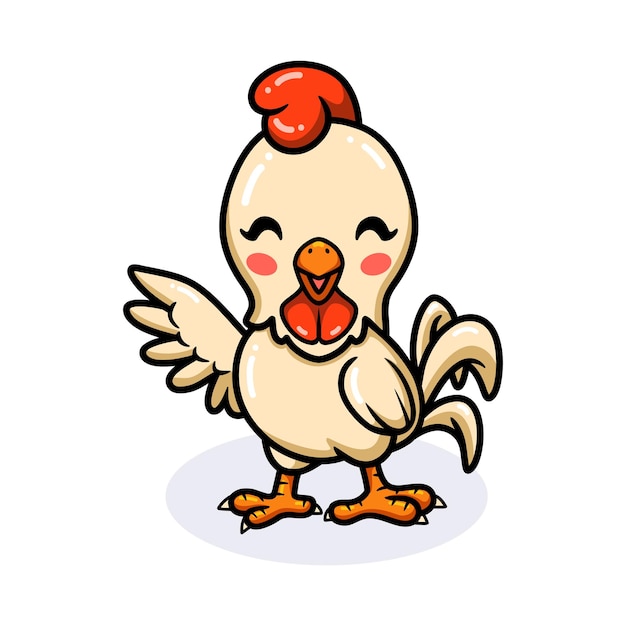 Cute little rooster cartoon waving hand