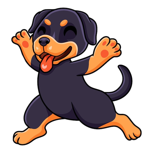 Cute little rottweiler dog cartoon running