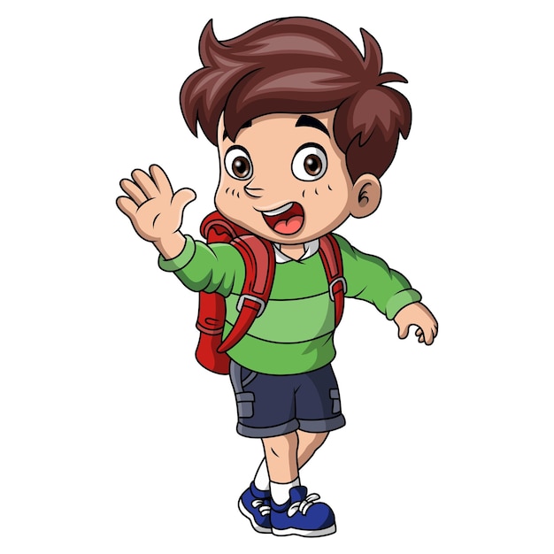 Cute little school boy cartoon