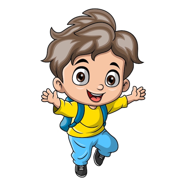 Cute little school boy cartoon