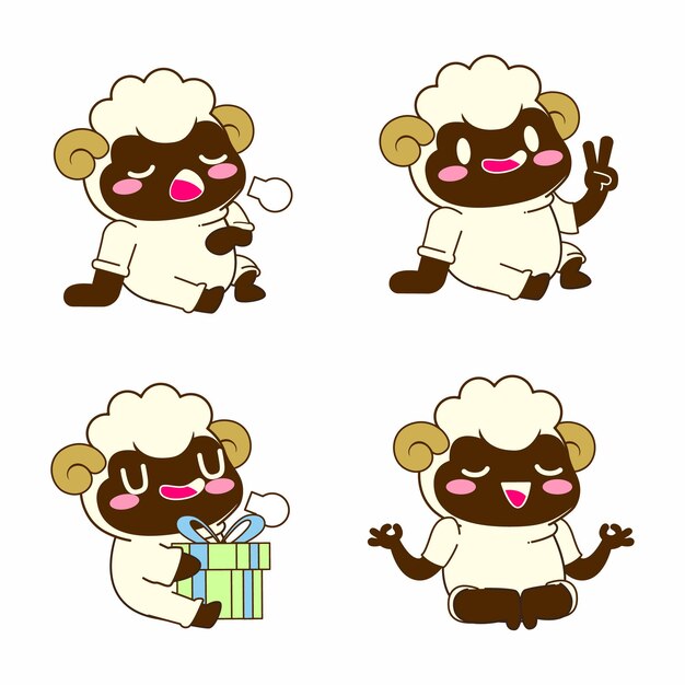 Cute little sheep vector illustration sheep vector set