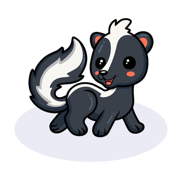 Cute little skunk cartoon posing