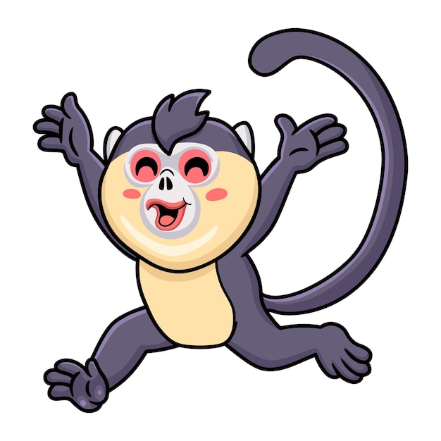 Cute little snub nosed monkey cartoon walking