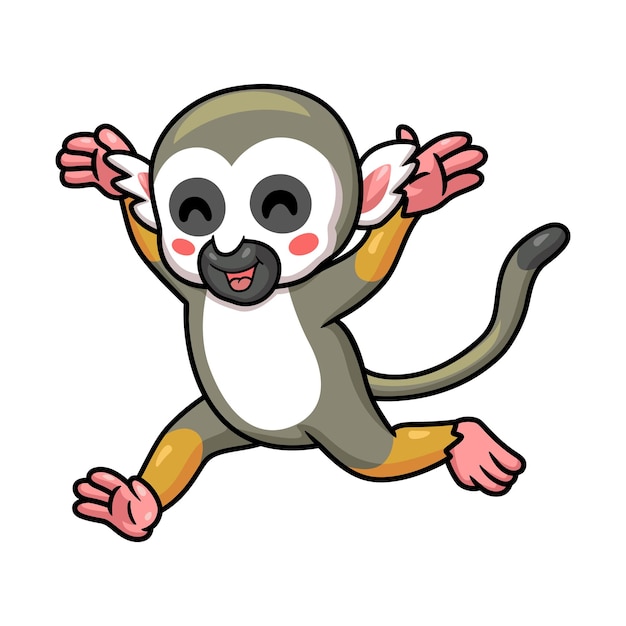 Cute little squirrel monkey cartoon running