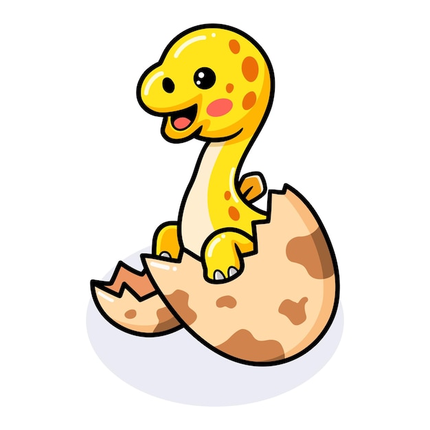 Cute little stegosaurus cartoon hatching from egg