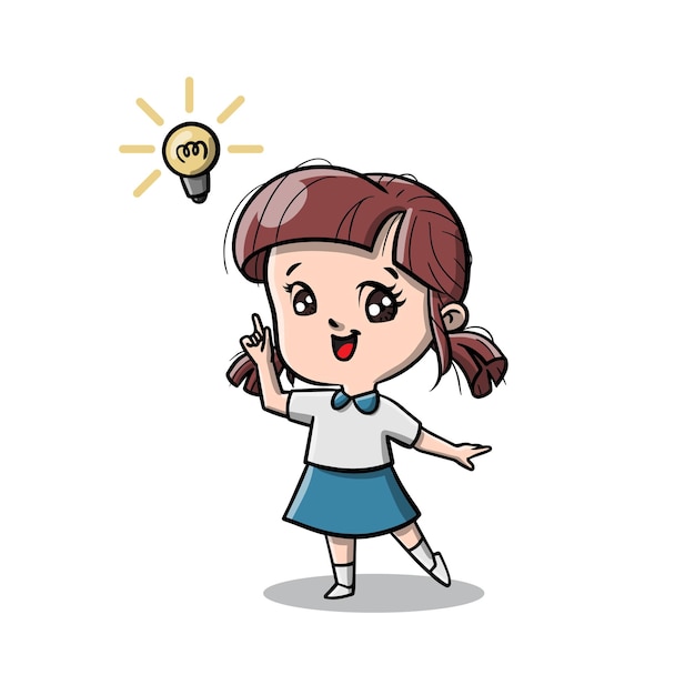 Cute Little Student Girl Cartoon