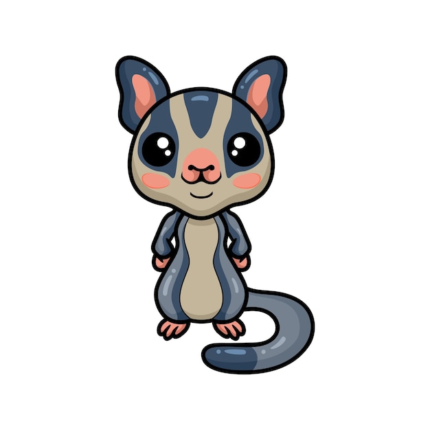 Cute little sugar glider cartoon standing