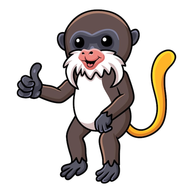 Cute little tamarin monkey cartoon giving thumb up