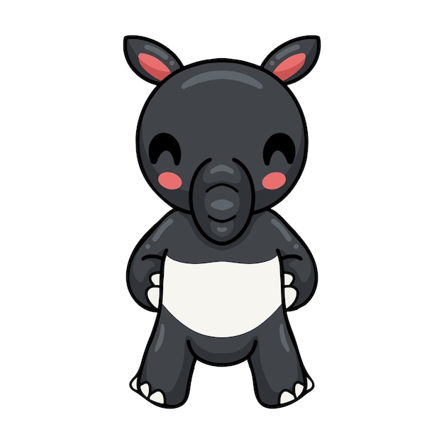 Cute little tapir cartoon standing