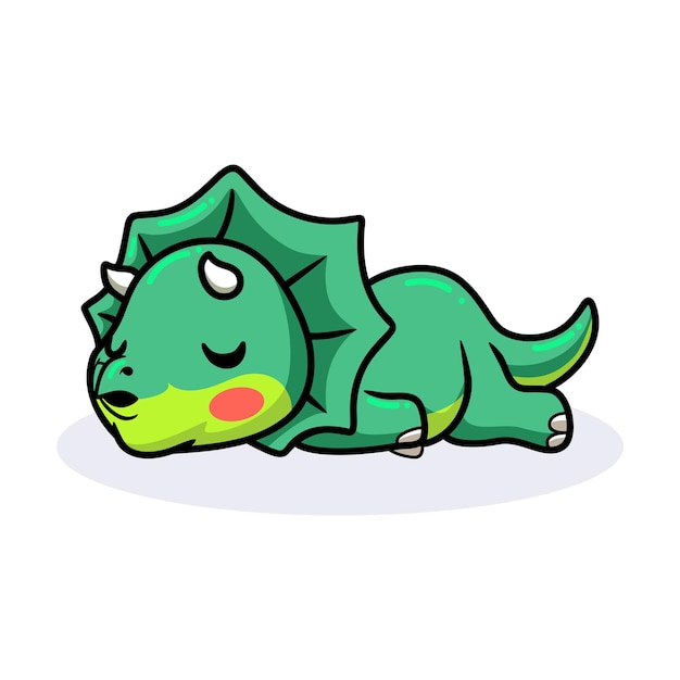 Cute little triceratops dinosaur cartoon sleeping