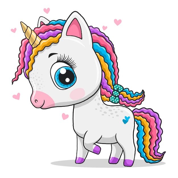 Cute little unicorn isolated on white background.