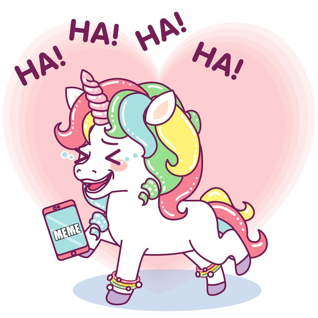 Cute little unicorn laughing out loud