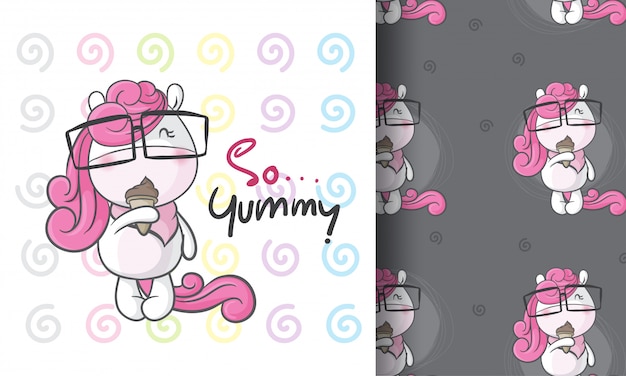 Cute little unicorn seamless pattern illustration childish