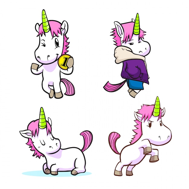 Cute little unicorn sticker set