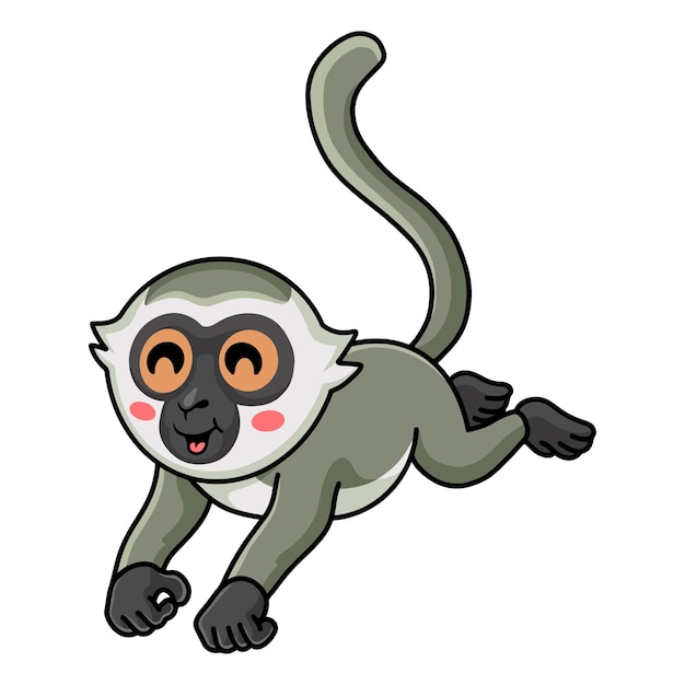 Cute little vervet monkey cartoon jumping