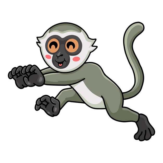 Vector cute little vervet monkey cartoon running