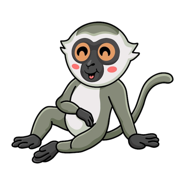 Cute little vervet monkey cartoon sitting