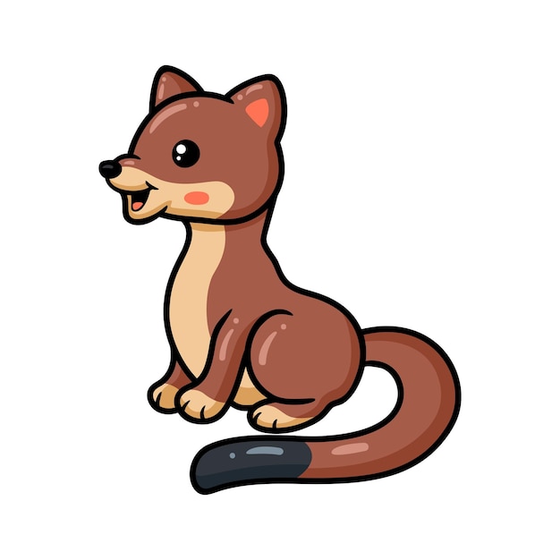 Cute little weasel cartoon posing